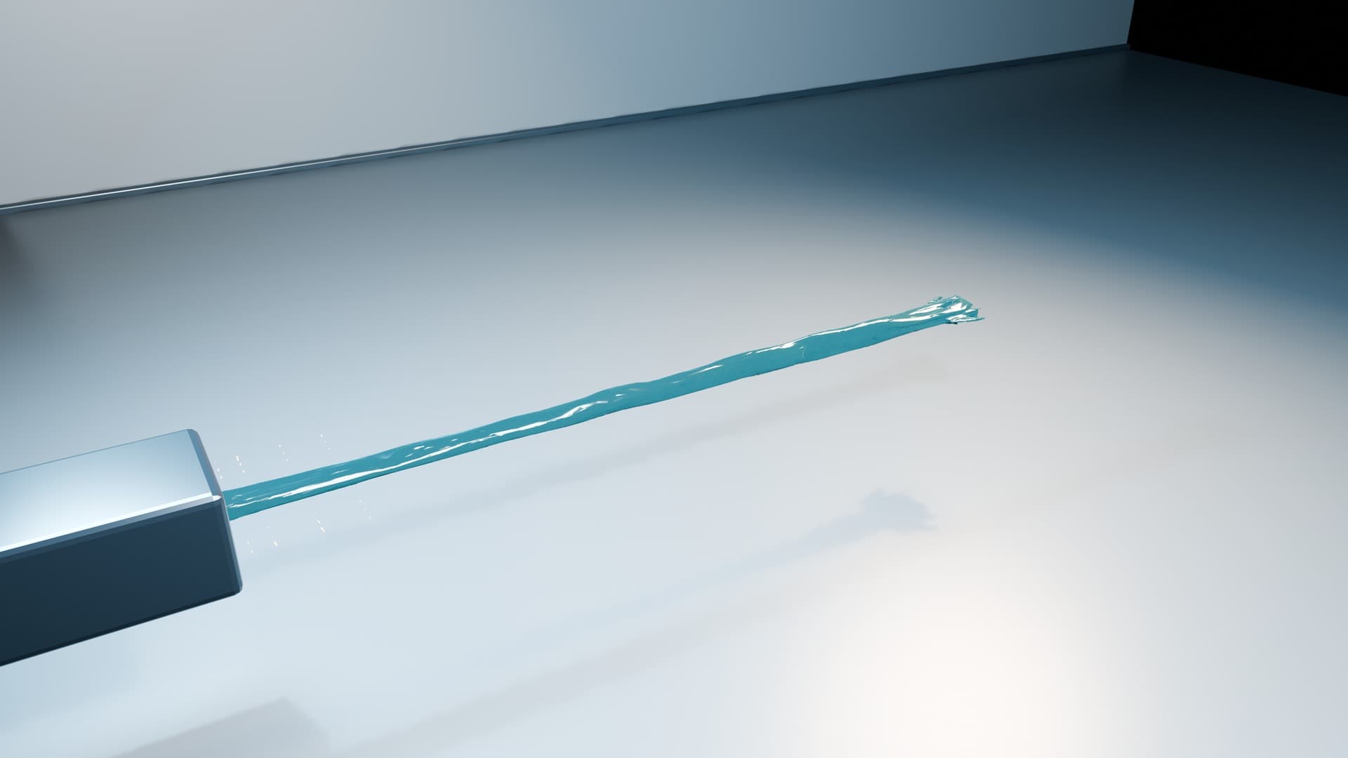 Oblique view of the rectangular-slot liquid-fraction surface at the native 0.0055 second state