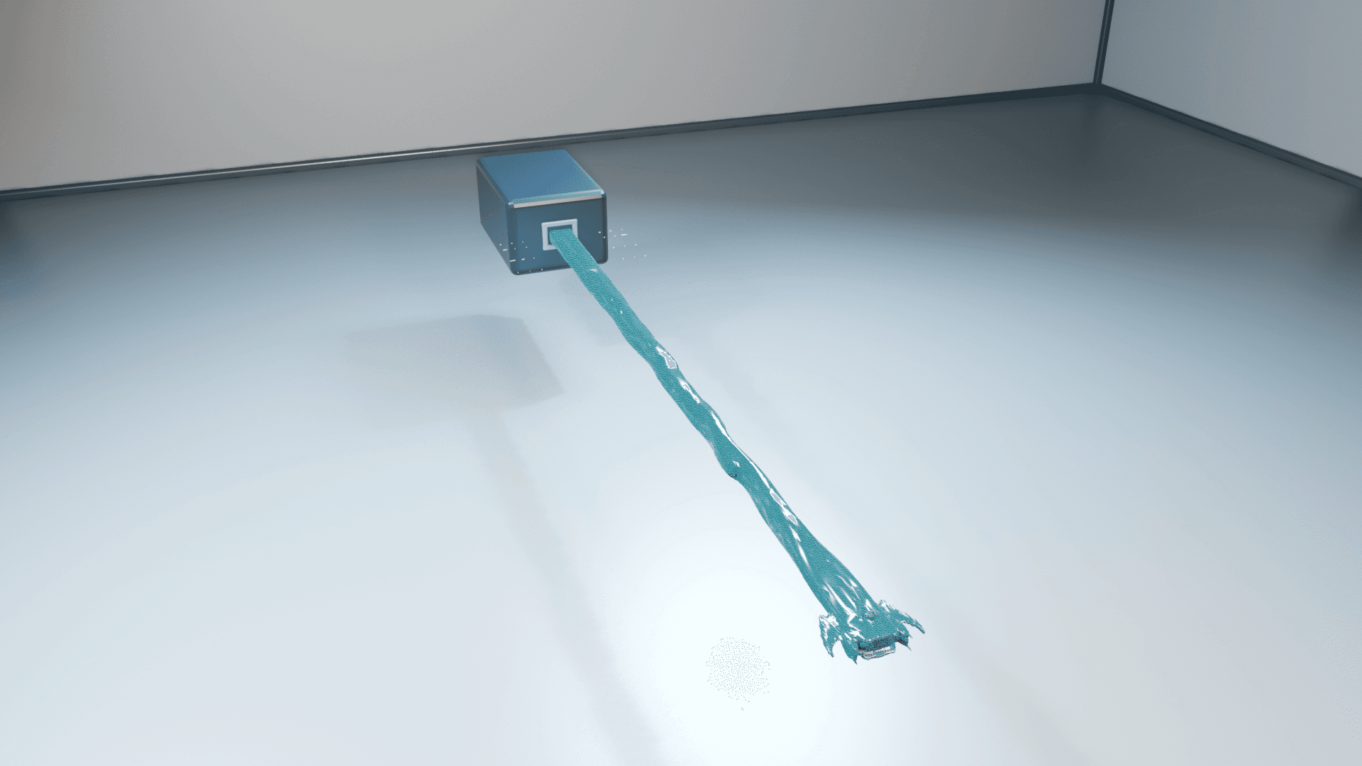 Side-oblique view of the liquid-fraction surface and rectangular nozzle